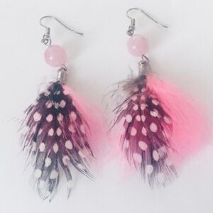 Pink Feather Earrings